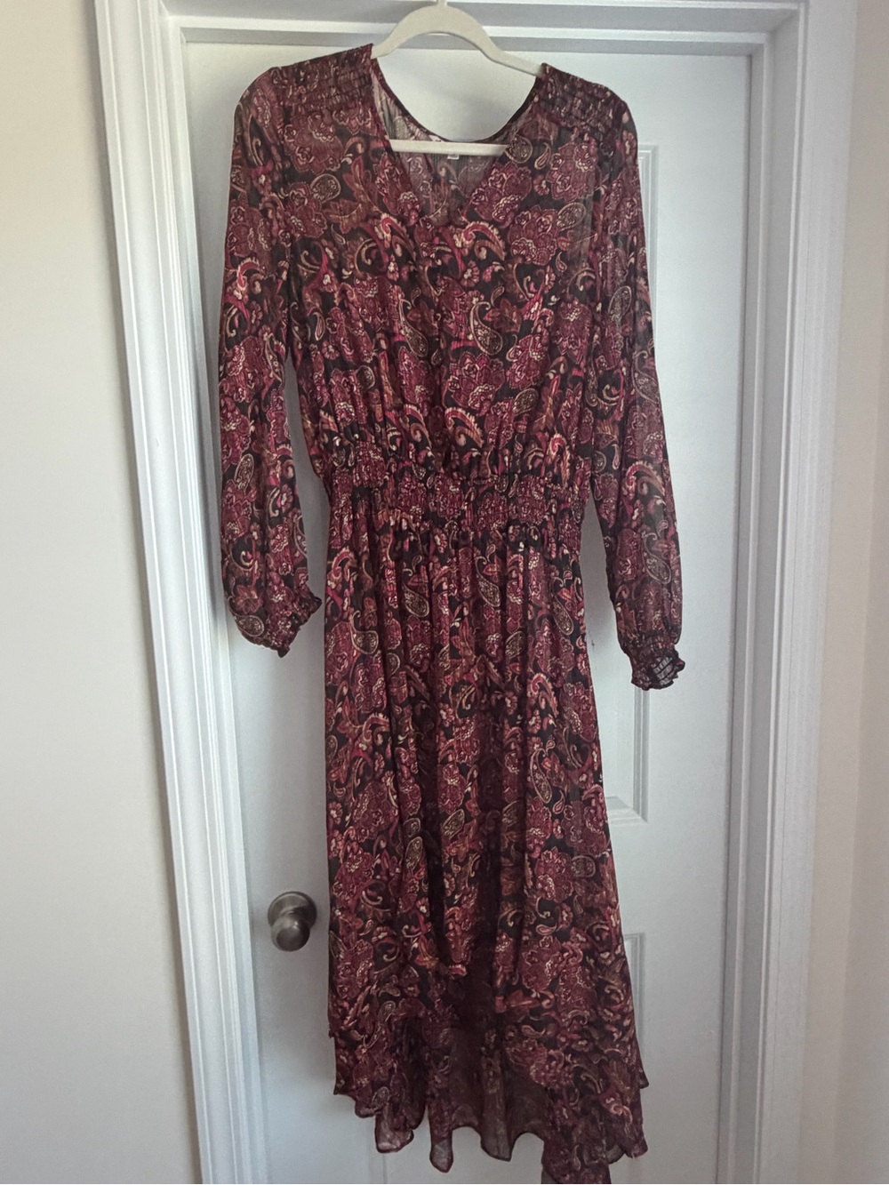 Nanette Lepore Burgundy Paisley Midi Dress